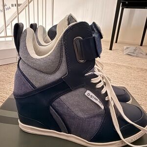 G-Star Women's Blue Denim and White Wedge Sneakers Size 8